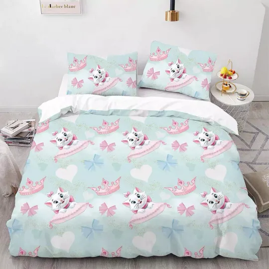 Discover Disney Marie Cat 3D The Aristocats 05# Quilt Duvet Cover Set Single Bedclothes
