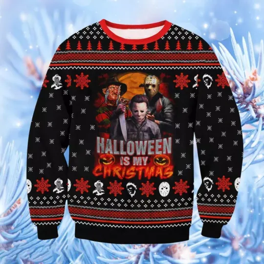 Halloween Horror Ugly Sweater, Michael Myers Christmas Sweater, Horror Movie