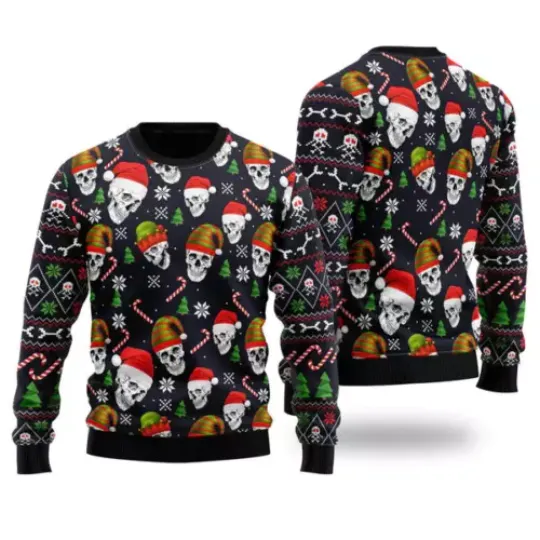 Discover Skull Face Christmas Ugly Christmas Sweater For Men & Women, Halloween Gift