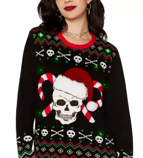Discover SKULL & CANDY CANES UGLY CHRISTMAS HOLIDAY SWEATER BRAND NEW ADULT ( M ) MEDIUM