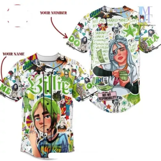 Billie Eilish Not My Responsibility Custom Baseball Jersey