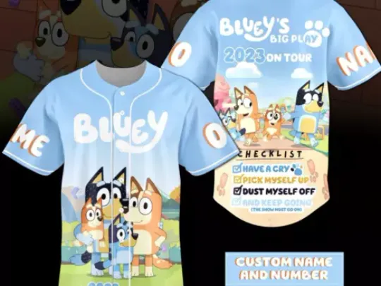 Discover BlueyDad's Big Play 2023 On Tour Personalized Printed Baseball Jersey