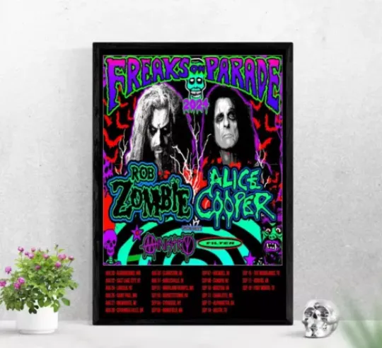 Discover Rob Zombie And Alice Cooper Freaks On Parade 2024 Tour poster