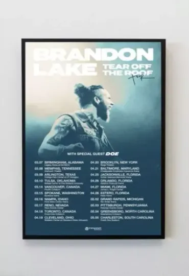 Brandon Lake Tear Off The Roof Tour 2024 Poster Gift Fans Music