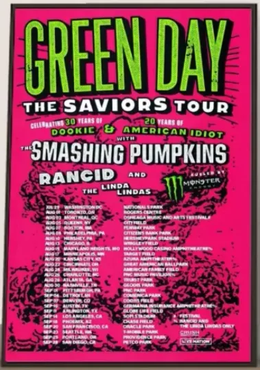 GREEN DAY The Saviors 2024 North American Stadium Tour Poster