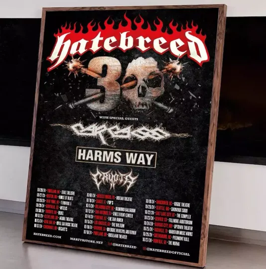 Discover Hatebreed Announce 30th Anniversary North American Headline Tour poster 2024