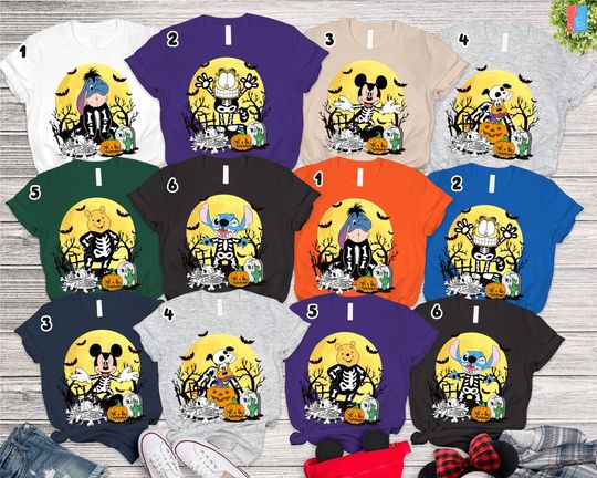 Discover Disneyland Skeleton Halloween Shirt, Halloween Group Matching Shirt, Mickey and Friends
