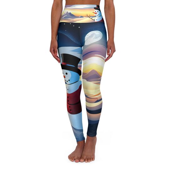 Holiday Whimsy in Leggings: Snowy Christmas Night, Women's Leggings