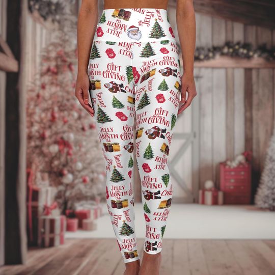 Discover Funny Christmas High Waisted Yoga Leggings (AOP) - Funny Christmas Movie Leggings - Jelly of the Month Club