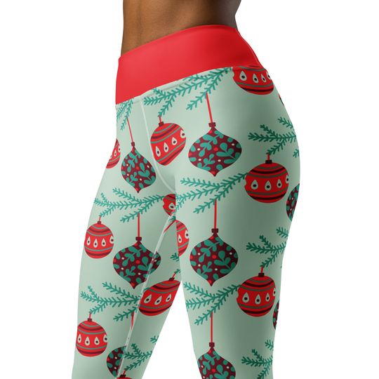 Christmas Ornament Leggings, Holiday, Festive, Gift, Present, Soft Smooth High-Waist Leggings