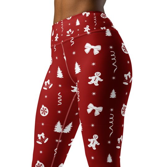 Christmas Leggings, Xmas Patterned Yoga Leggings, Super Soft and Comfortable