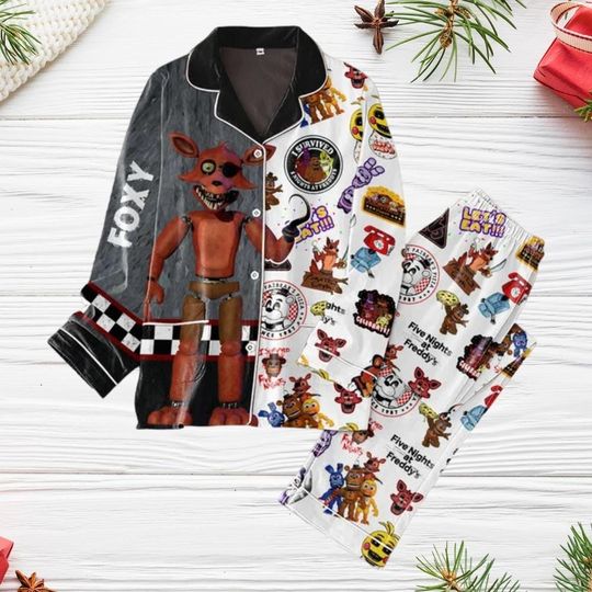 Five Nights At Freddy's Foxy Pajamas Set, Fnaf Foxy Pajamas, Horror Movie Shirt, Video Game Pajamas For Family, Gift For Her