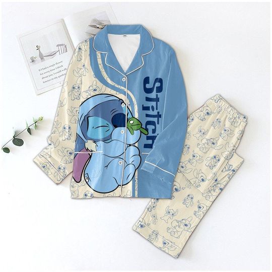 Discover Halloween Stitch Pajamas Set, Cute Stitch Pajamas, Disney Family Pajamas, Holiday Pajamas, Stitch Night Wear, Cute Women Pajamas Set