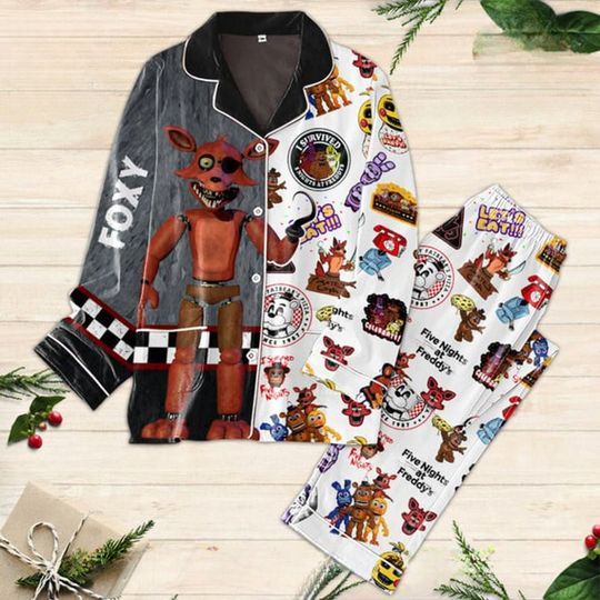 Halloween Five Nights At Freddy's Pajamas Set, Fnaf Foxy Shirt, Horror Movie Pajamas Set, Video Game Shirt, Halloween Sleepwear