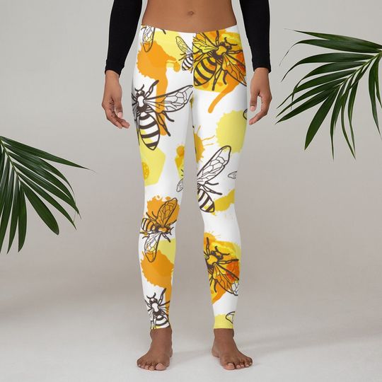 Discover Womens Leggings, Honeybee Bumble Bee Leggings, Workout Exercise Leggings, Womens Yoga Pants