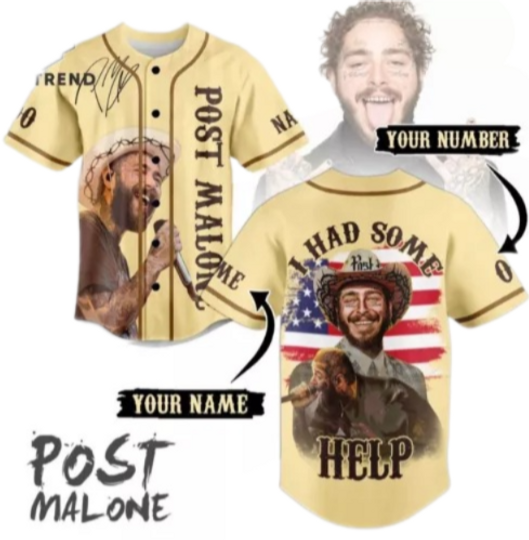 Discover Post Malone I Had Some Help Baseball Jersey, new