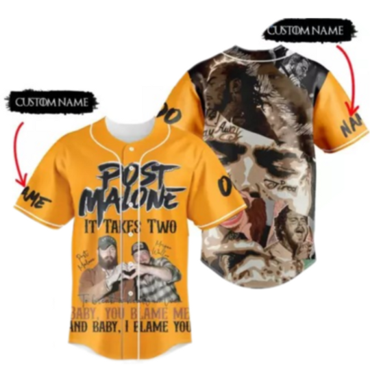 Discover Post Malone It Takes Two I Blame You Personalized Baseball Shirt