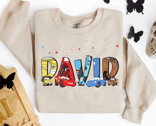 Custom Name Disney Pixar Sweatshirt | Personalized Disney Mc Queen Tow Mater Sweatshirt | Disneyland Matching Sweatshirt