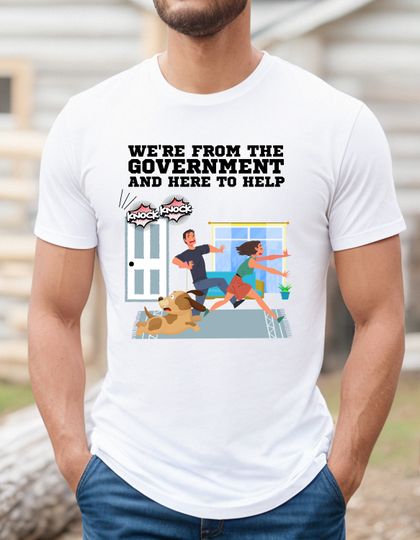 Discover Im from the government and here to help shirt, God over Gov shirt, 87,000 new IRS shirt, gov over reach shirt, vote tee, Ronald Regan quote