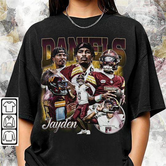 Discover Jayden Daniels Shirt, Football American Graphic Vintage, Football 90s Gift Fan Unisex Shirt, Gift For Men and Women