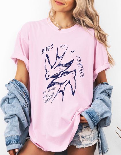 Discover BIRDS of a FEATHER Billie Shirt, Comfort Colors Hit Me Hard and Soft, Cute Gift For Lover, Queer Love Merch, Sapphic wlw lesbian lgbtq tee