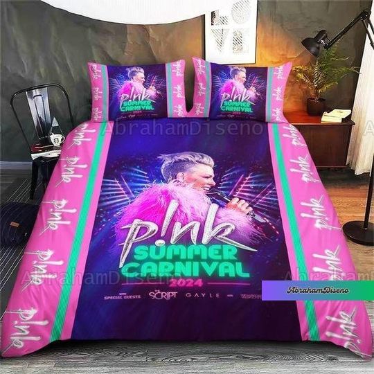 Discover P!nk Pink Summer Carnival 2024 Bedding, Pink On Tour Duvet Cover, Pink Trustfall Album Duvet Set, Pink Concert Bed Set, Pink Singer Fan