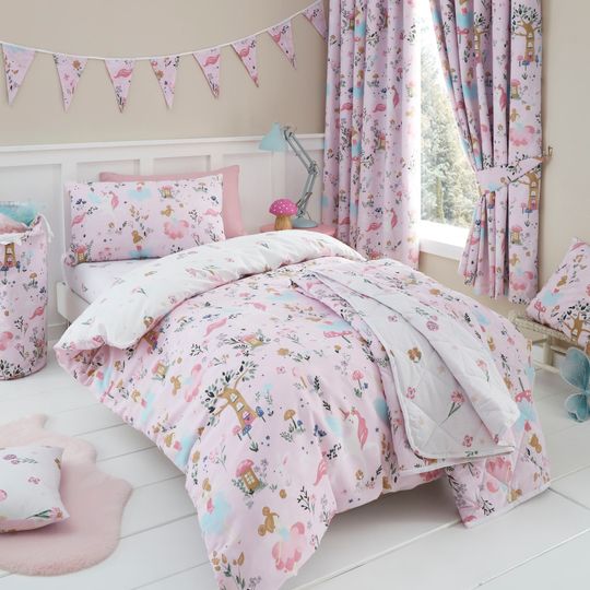 HLC Enchanted Forest Unicorn Pink Reversible Duvet Cover Bedding Sets