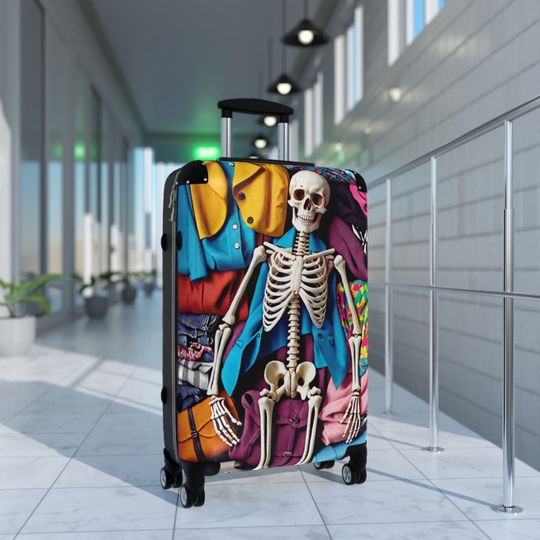 Discover Funny skeleton in suitcase, Travel gift,Traveler humor
