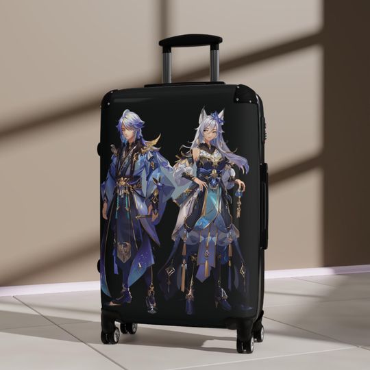 Discover AI Created Anime Warriors Suitcase! Original, Anime Man and Woman!  Hard side, Wheeled Luggage.  Telescopic Handle.  Great For Anime Lovers!