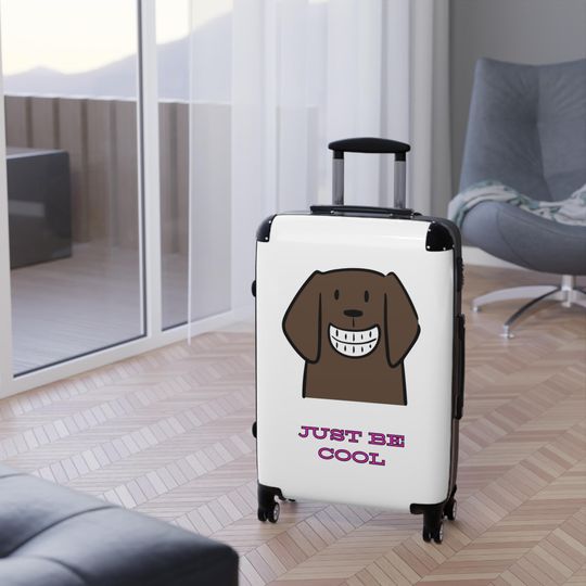 Discover Personalized Dog Cartoon Hard Case Luggage for Travelers | Funny Dog Illustration Suitcase |Just Be Cool Travel Luggage