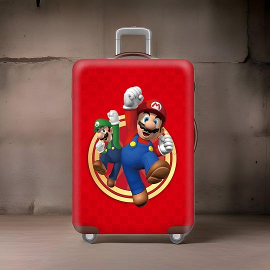 Super Mario and Luigi Luggage | Retro Gaming Travel Suitcase | Durable and Stretchable