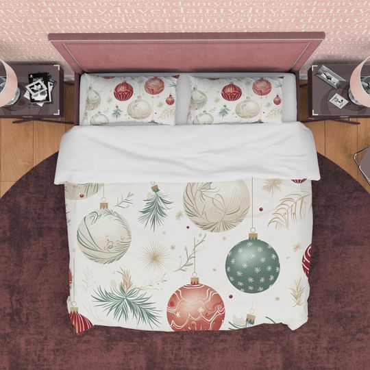 Discover White Christmas Duvet Cover Geometric Holiday Vibe Quilt Cover, Toddler's Bedroom Blanket Cover Unique Bedding Set, Kid's Birthday Gift