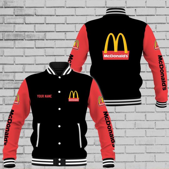 Mcdonald Baseball Jacket, Personalized Mcdonald Jacket Men, Mcdonald Sauce Racing Jacket, Fast Food Streetwear Jacket, Halloween Gift