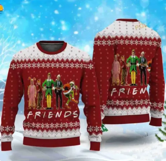 Discover Christmas Friends Elf Home Alone funny character Christmas Ugly Sweater funny character Christmas