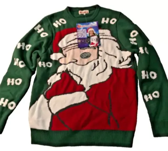Adult Morph Digital Dudz  Santa Ugly Christmas Sweater Unisex Large NEW