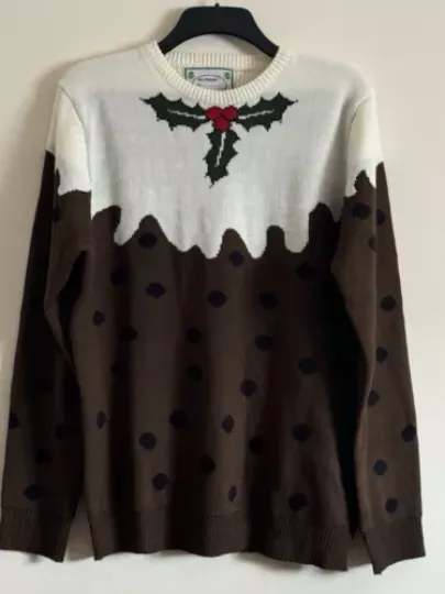 Discover Christmas Pudding Men’s Jumper Sweater Ugly Funny Dinner Party Primark Large NEW