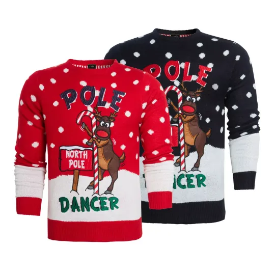 Discover Mens Christmas Jumper Funny Novelty Xmas Pullover Sweater Knitted Santa Reindeer