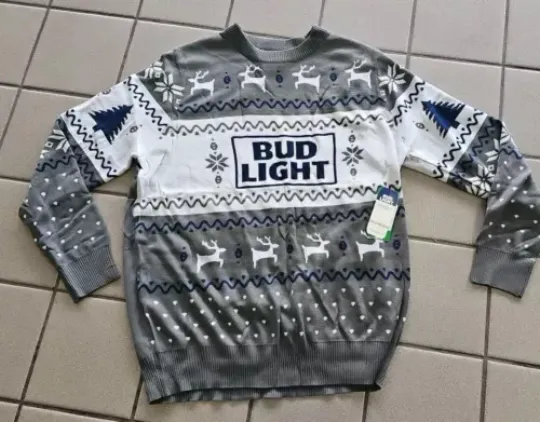 NWT Men's Size XXL Tipsy Elves Bud Light Ugly Christmas Holiday Sweater