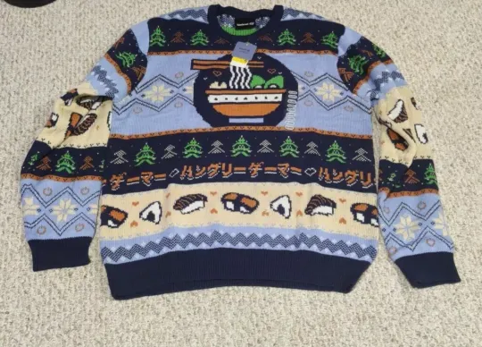 Discover CHRISTMAS Sweater Ugly Party Sushi Ramen Unisex ( Large)