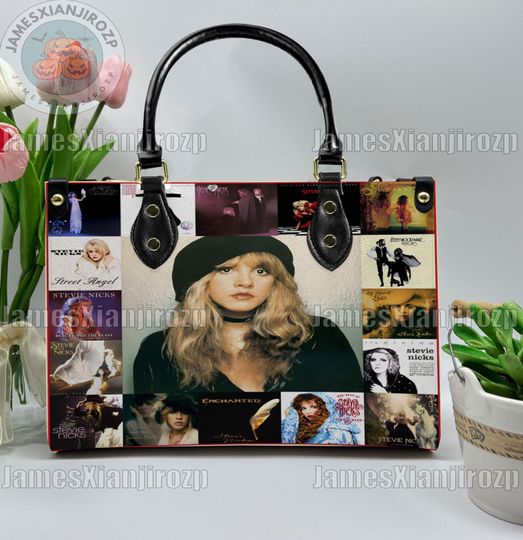 Stevie Nicks Christmas Leather Handbag, Stevie Nicks Woman Handbag, Shoulder Bag, Crossbody Bag, Top Handle Bag, Vintage Bag
