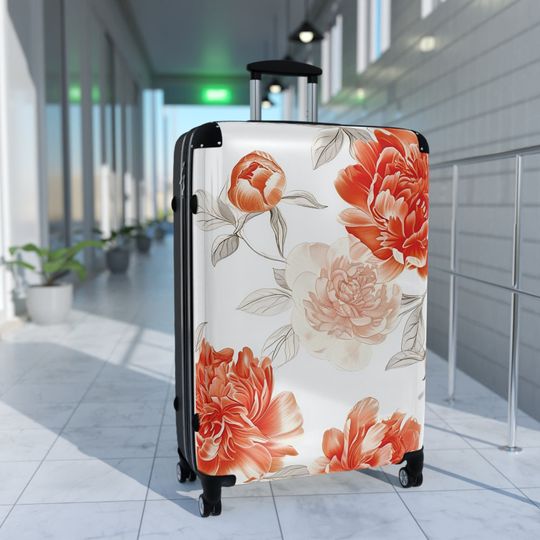 Discover Orange French Flowers Suitcase