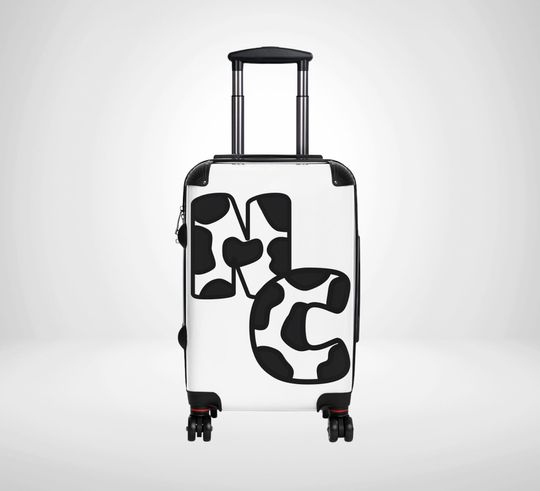 Discover Western Cow Print Hard Shell Suitcase Luggage, Modern Bespoke Travel Suitcase, Custom Initial Holdiay Case, Personalised Flight Baggage Gift