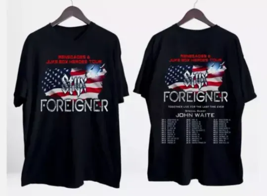 Discover Foreigner 2024 Tour T-Shirt, Styxs 2024 Tour, Foreigner and Styxs Tour 2024 Shirt