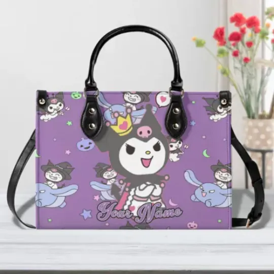 Personalized Kuromi Women Leather HandBag,Kuromi Handbag,Kuromi Lover's Gift