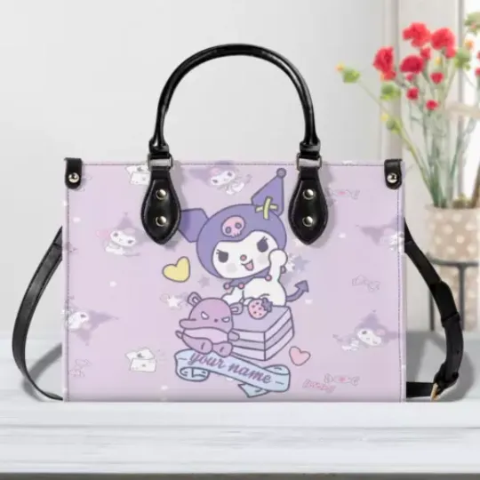 Personalized Kuromi Women Leather HandBag,Kuromi Handbag,Kuromi Lover's Gift