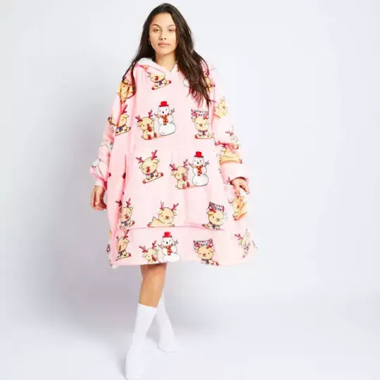 Discover Reindeer Blanket Hoodie, Reindeer Fan Gift Oversize Blanket Hoodie