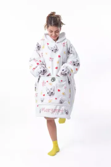 Discover Personalized Cat Petie Sherpa Blanket Hoodie, Pet Lover Oversize Blanket Hoodie