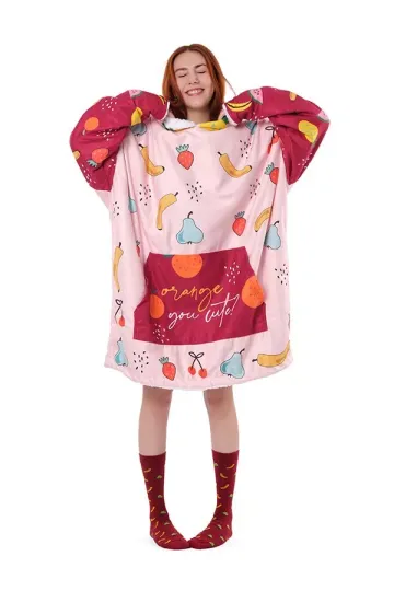 Discover Fruits  Blanket Hoodie, Fruits Gift Oversize Blanket Hoodie