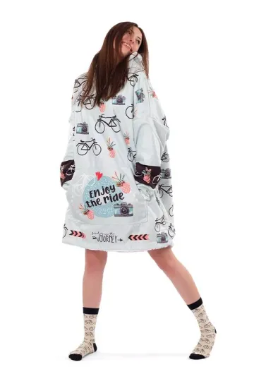 Discover Bike Sherpa Blanket Hoodie, Biker Fan Love Oversize Blanket Hoodie