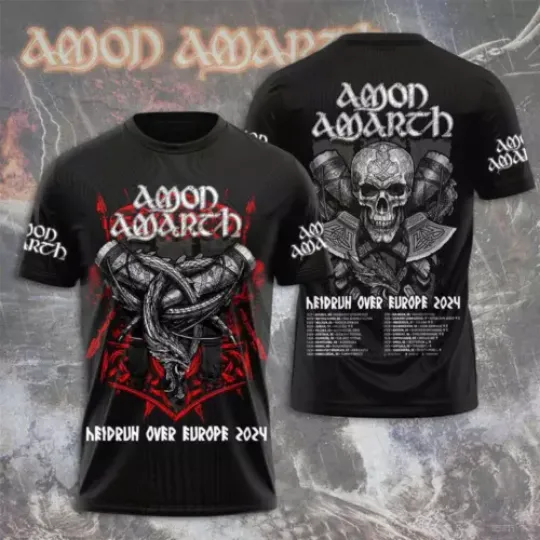 Amon Amarth Heidrun Over Europe Tour 2024 3D Print T-Shirts For Men Women